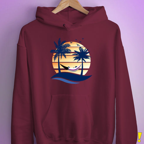 Demisexual Pride Hammock Summer Beach Sunset Hoodie - Maroon
